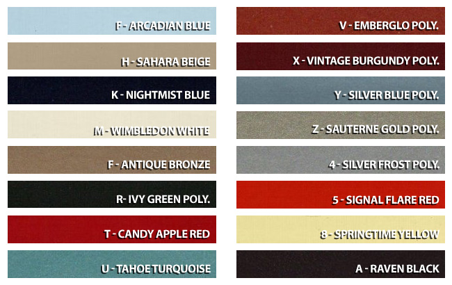 1967 Ford Mustang Color Chart